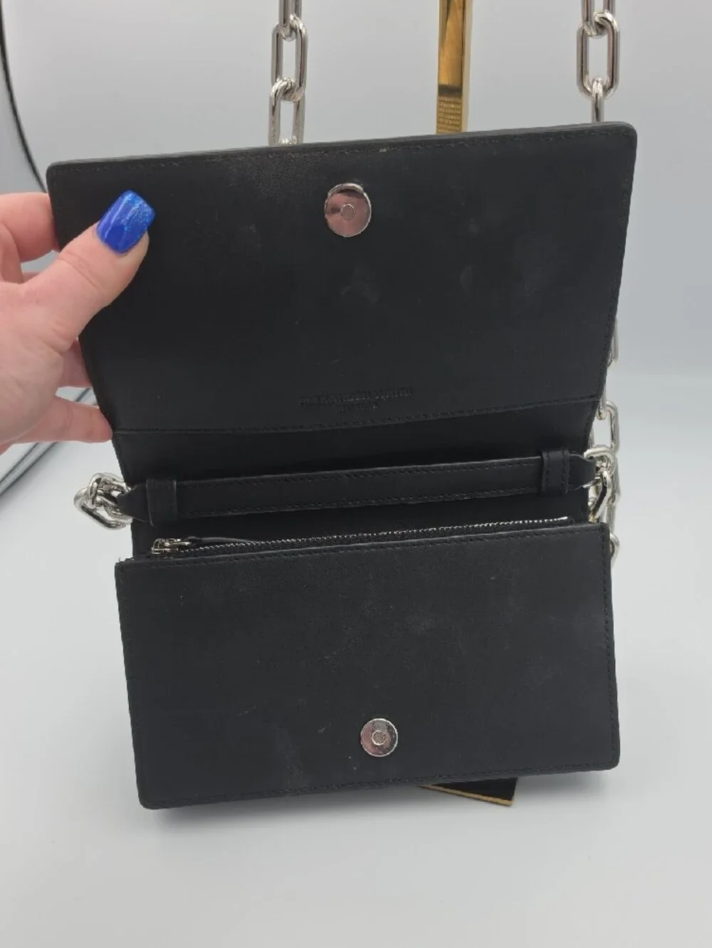 Alexander Wang Attica Rhinestone Mesh Leather Small Chain Crossbody (EUC)🩶🖤🩶